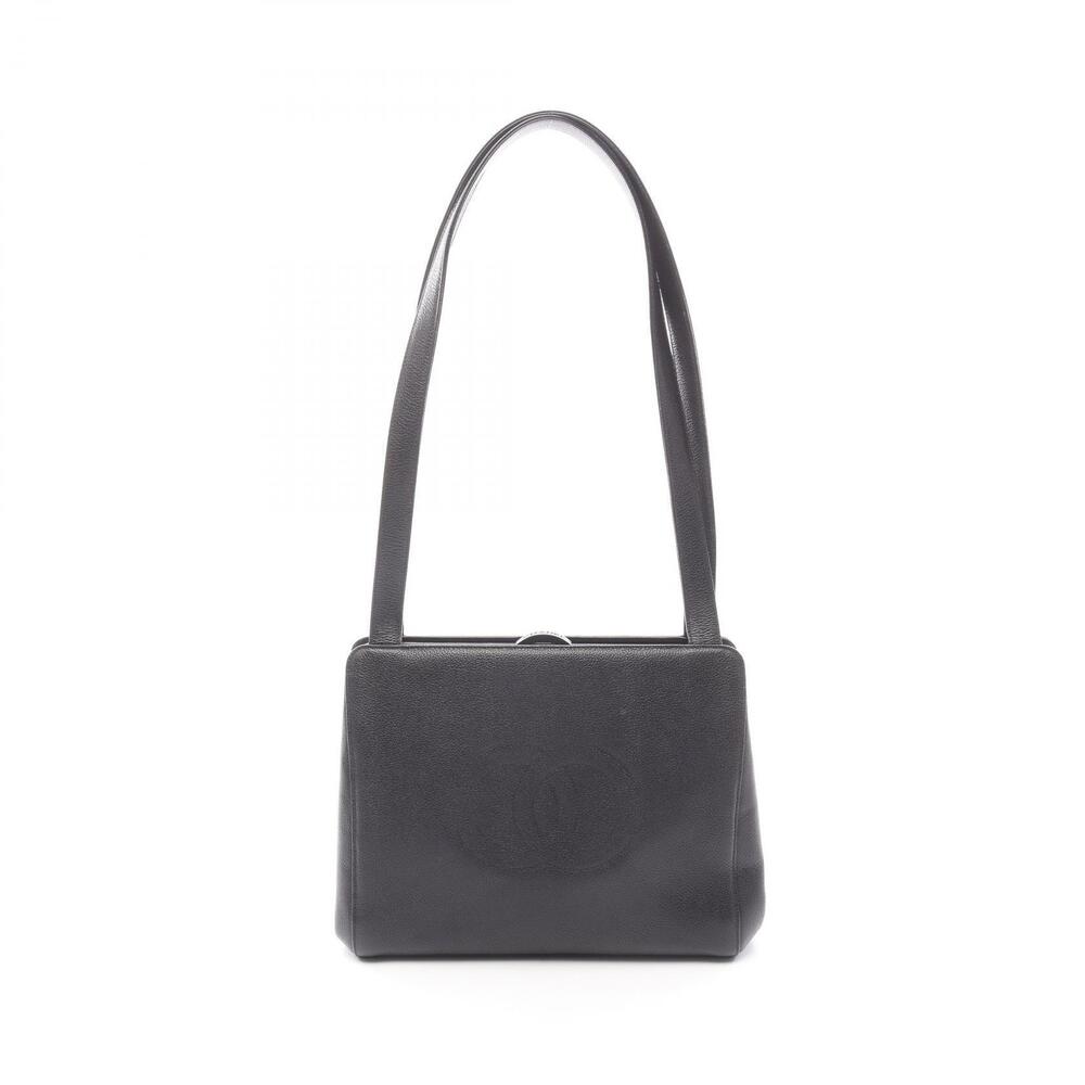 Chanel Coco Mark Tote Bag Leather Black